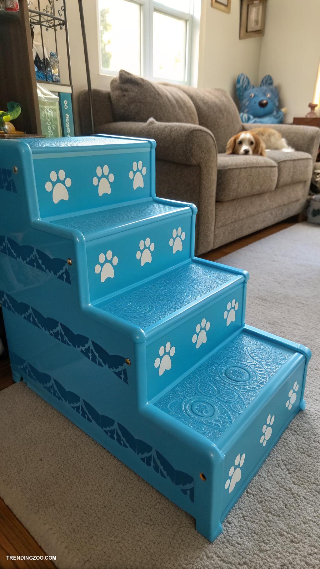 dog stairs ideas Plastic stairs with decorative patterns