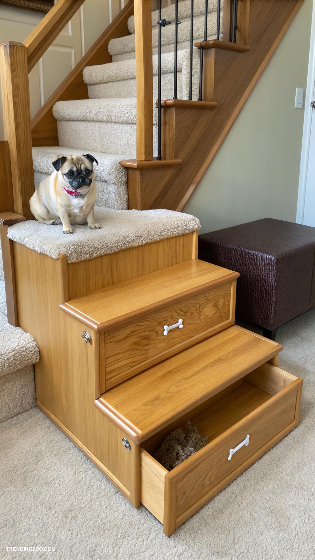 dog stairs ideas Stairs with built in storage compartment