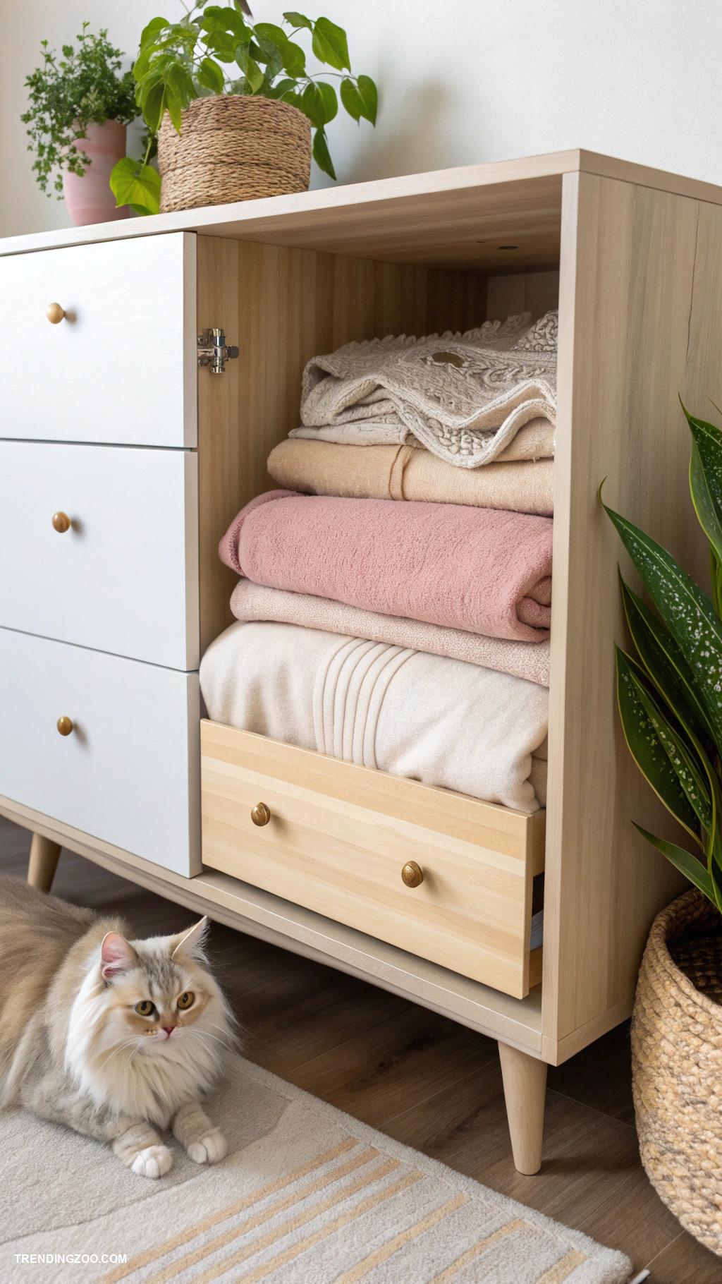 dresser cat house Drawer hideaway with soft blankets