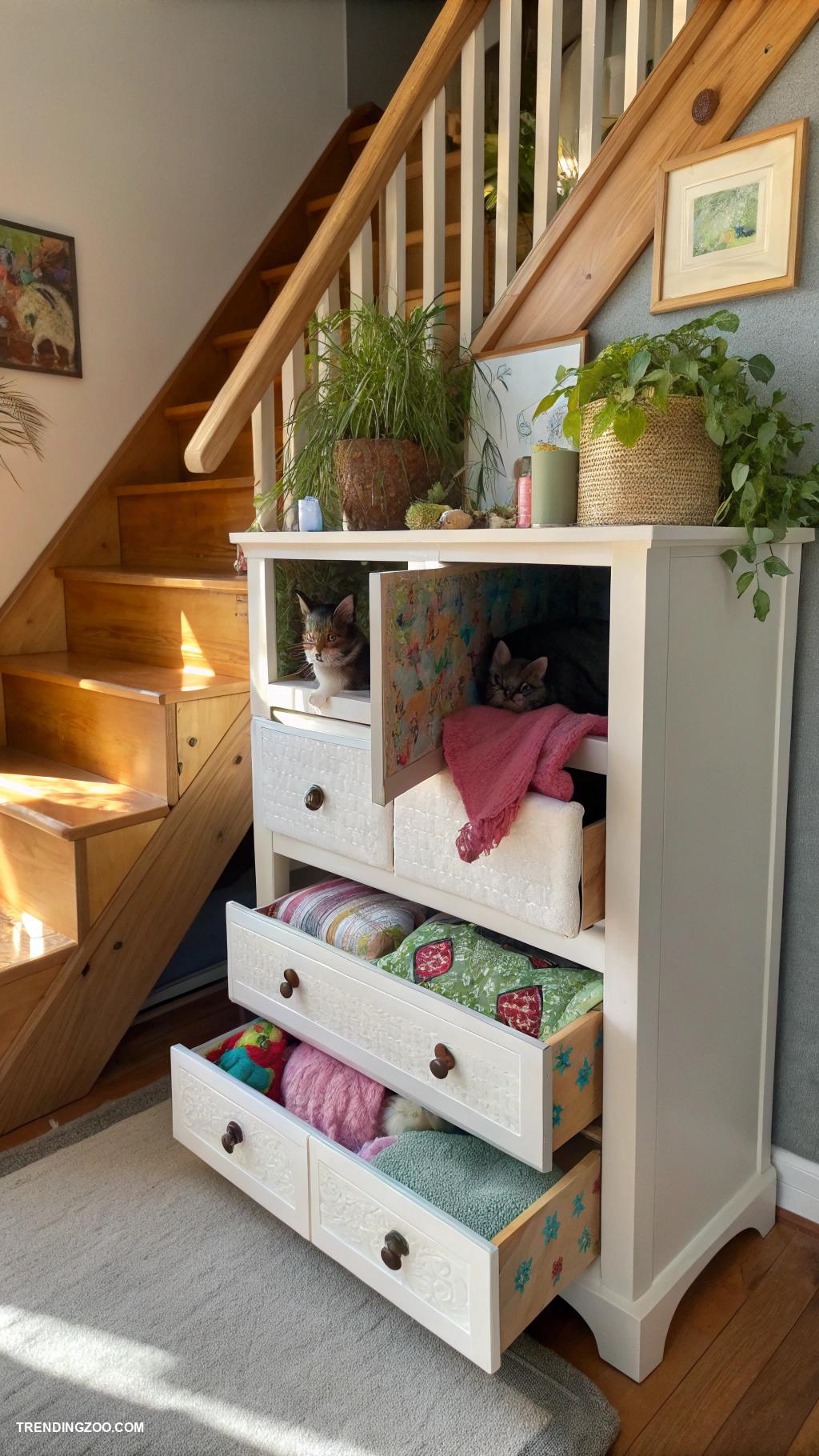 dresser cat house Open dresser with cat stairs
