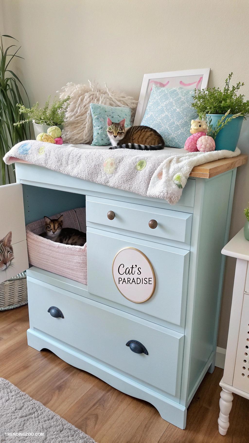 dresser cat house Painted dresser as a stylish cat home