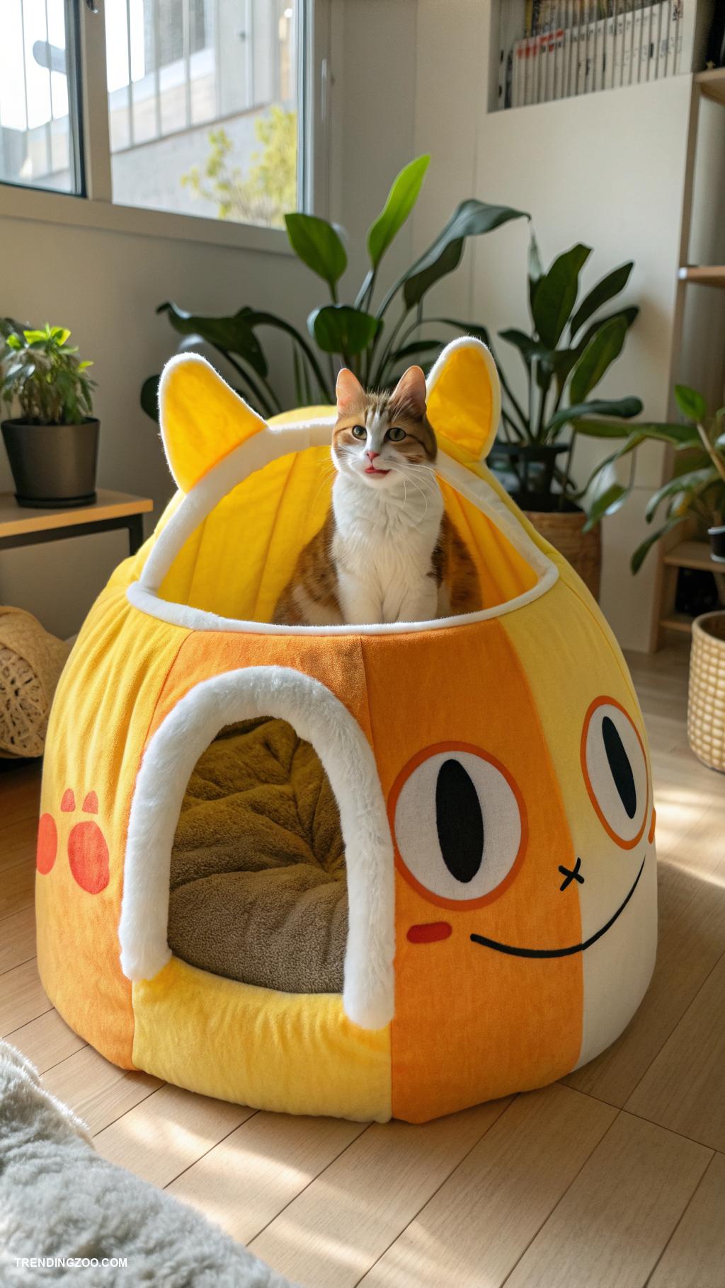 giant cat shaped beds Elevated cat bed in giant cat design