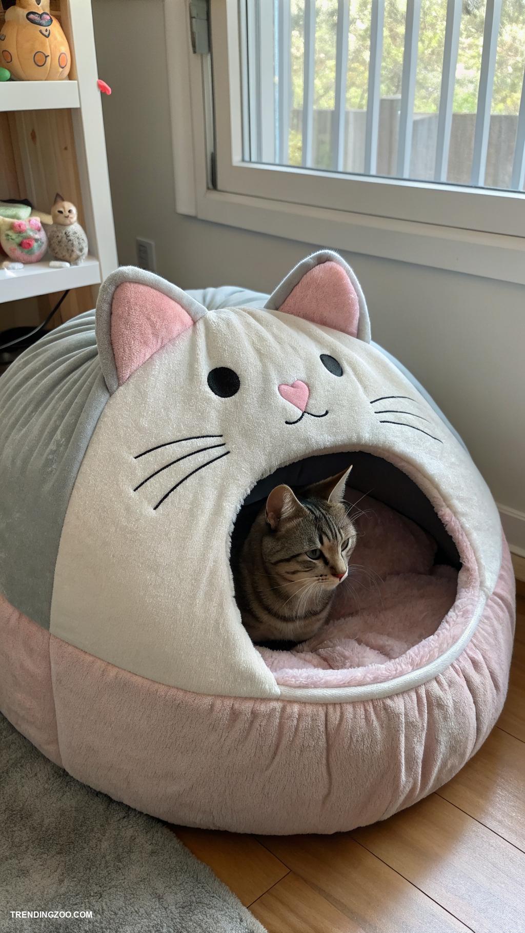 giant cat shaped beds Giant cat bed with removable washable cover