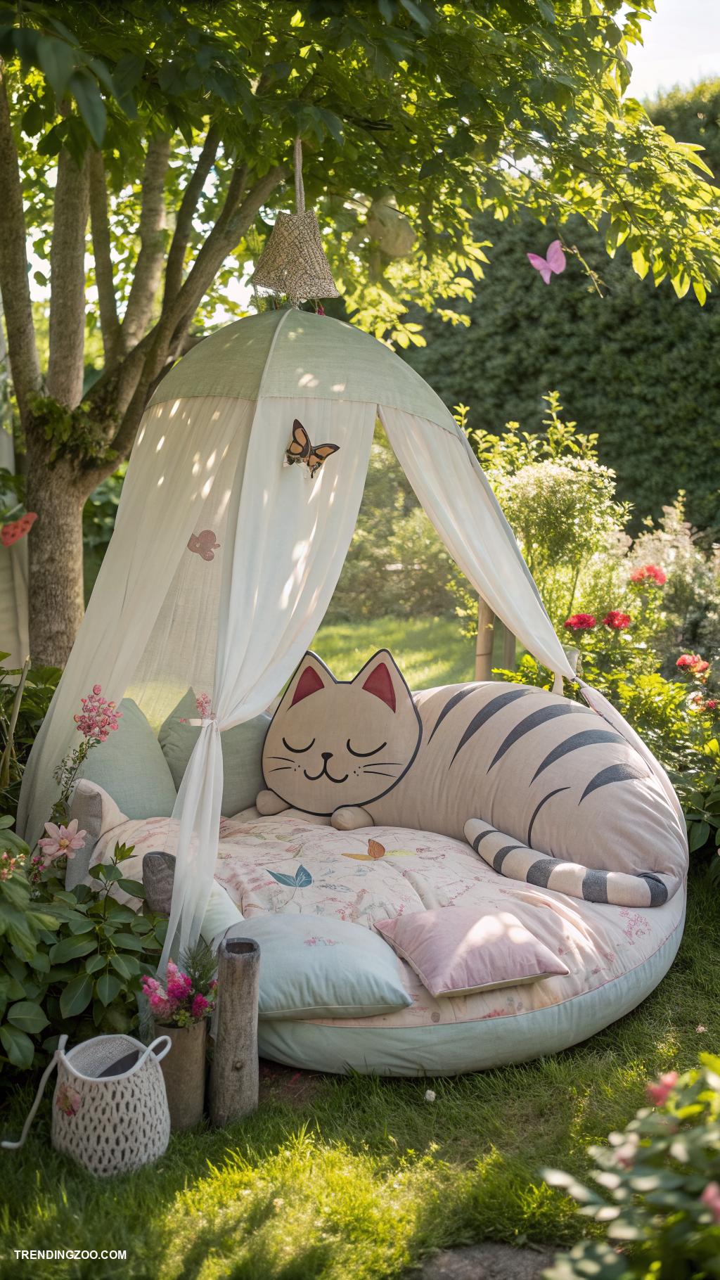 giant cat shaped beds Outdoor cat shaped canopy bed for lounging