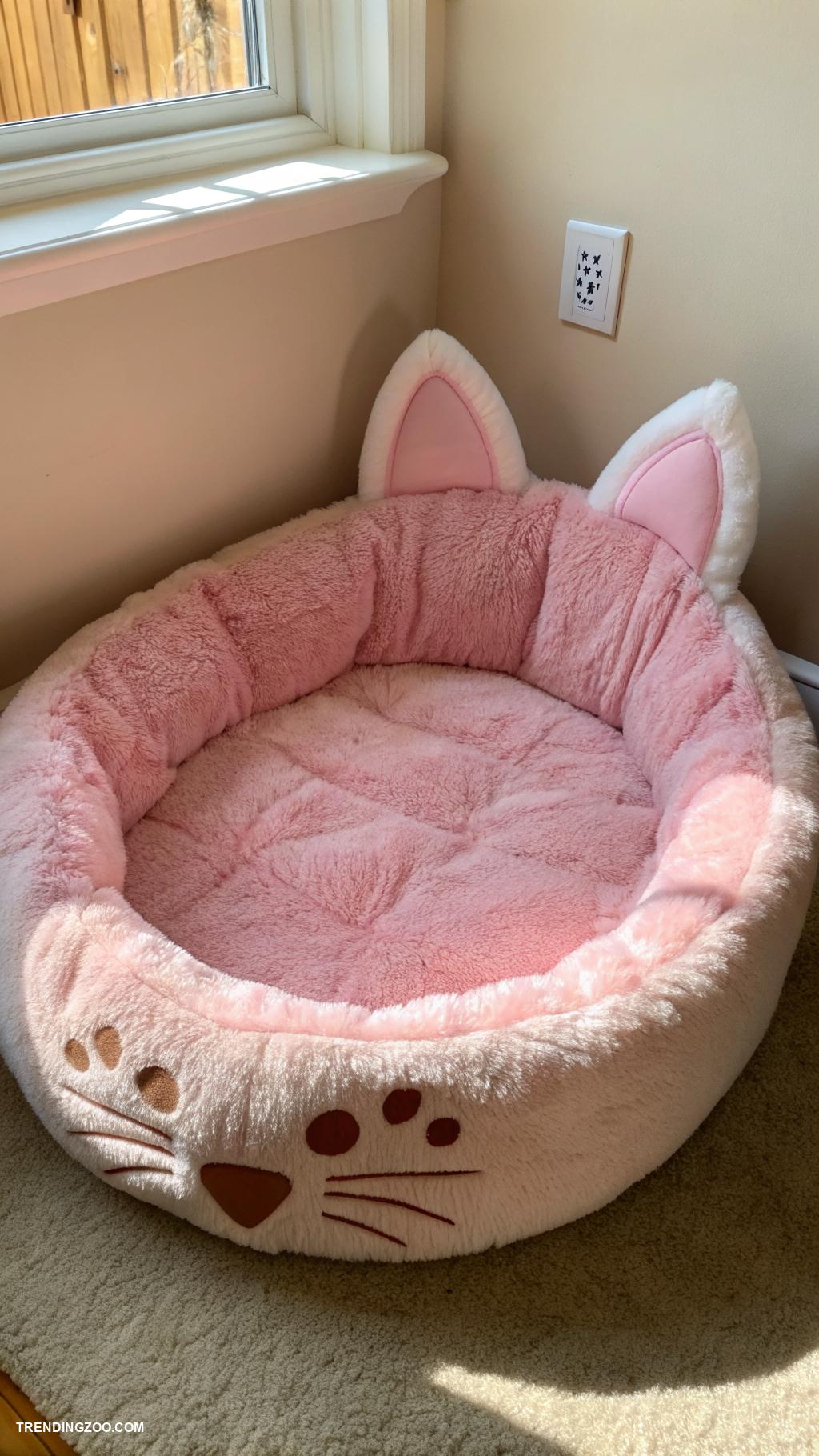 giant cat shaped beds Soft plush giant cat bed with ears