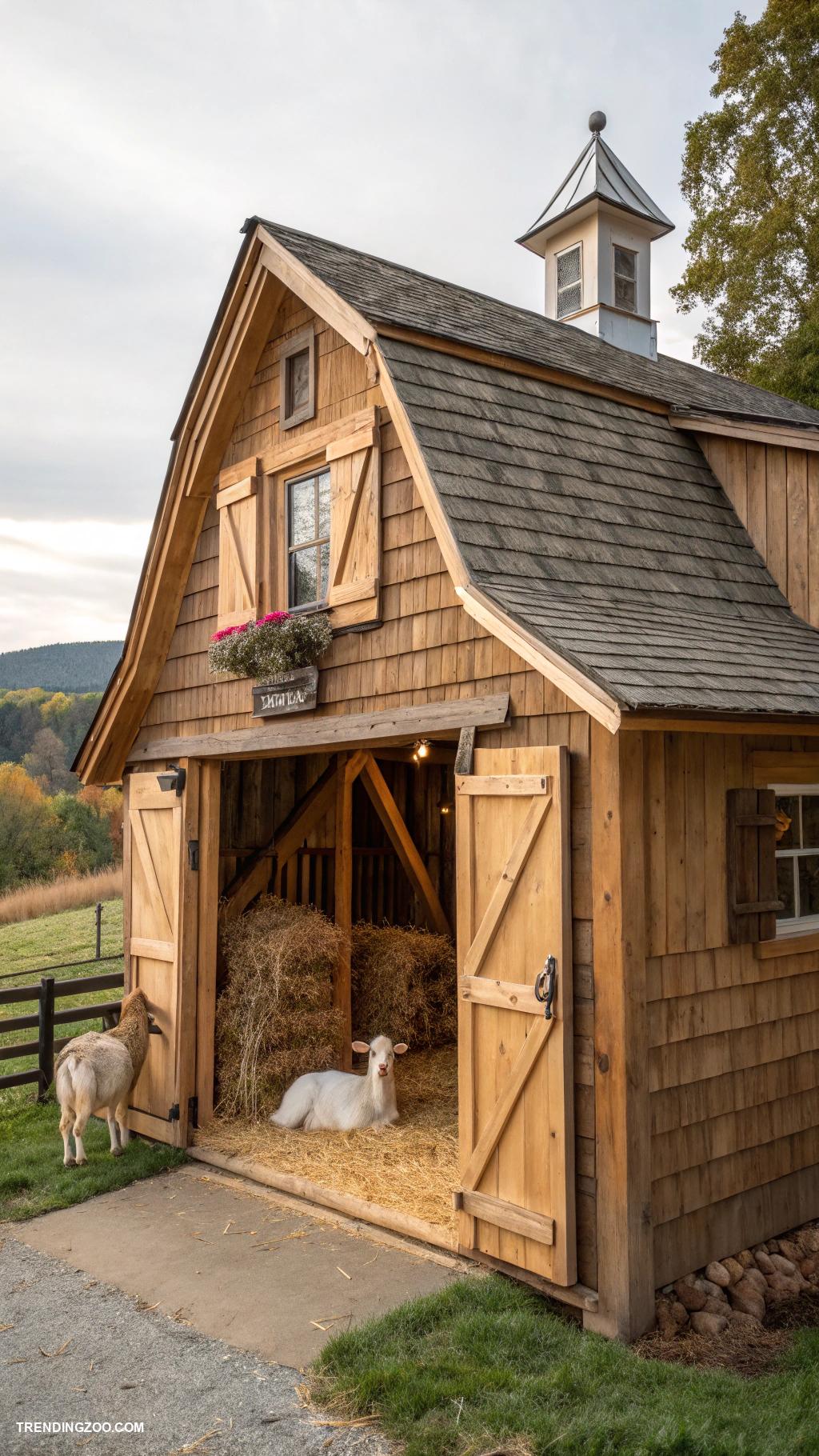 goat house ideas Cozy barn style goat shelter