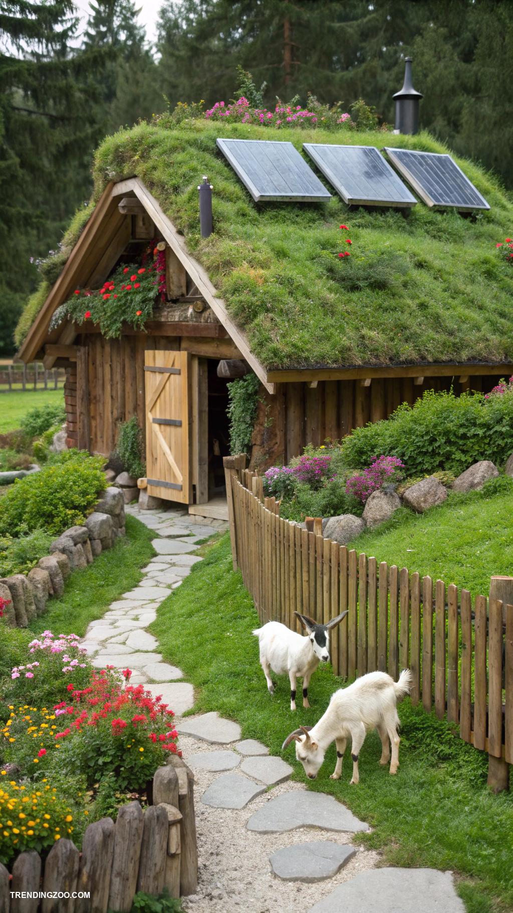 goat house ideas Integrated goat house with garden