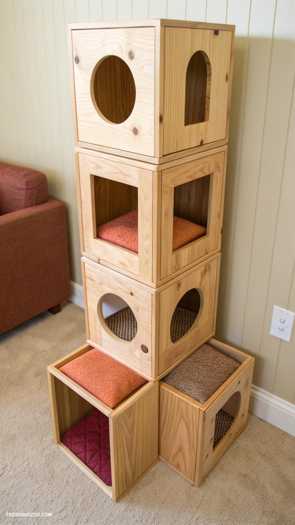 homemade cat towers Multi level cube design with openings