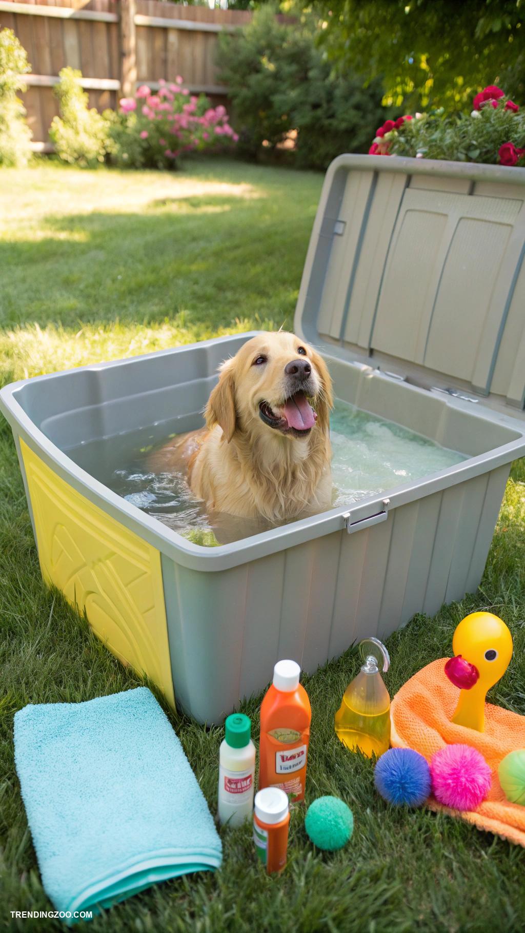 homemade dog bath tub DIY portable dog bath using plastic storage bin
