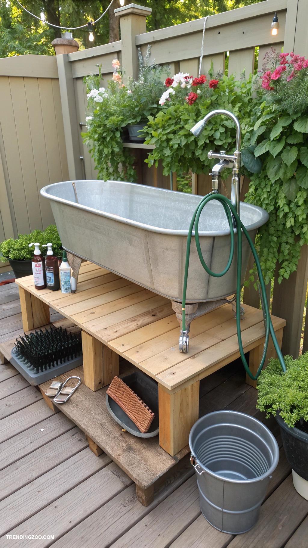 homemade dog bath tub Install an outdoor garden faucet