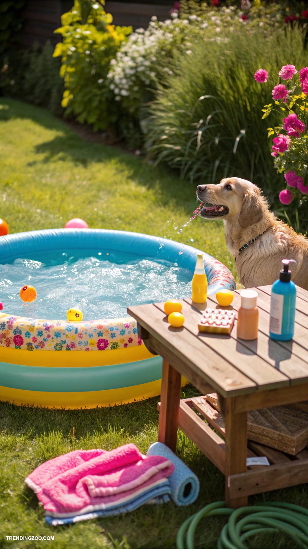 homemade dog bath tub Outdoor kiddie pool for summer dog baths