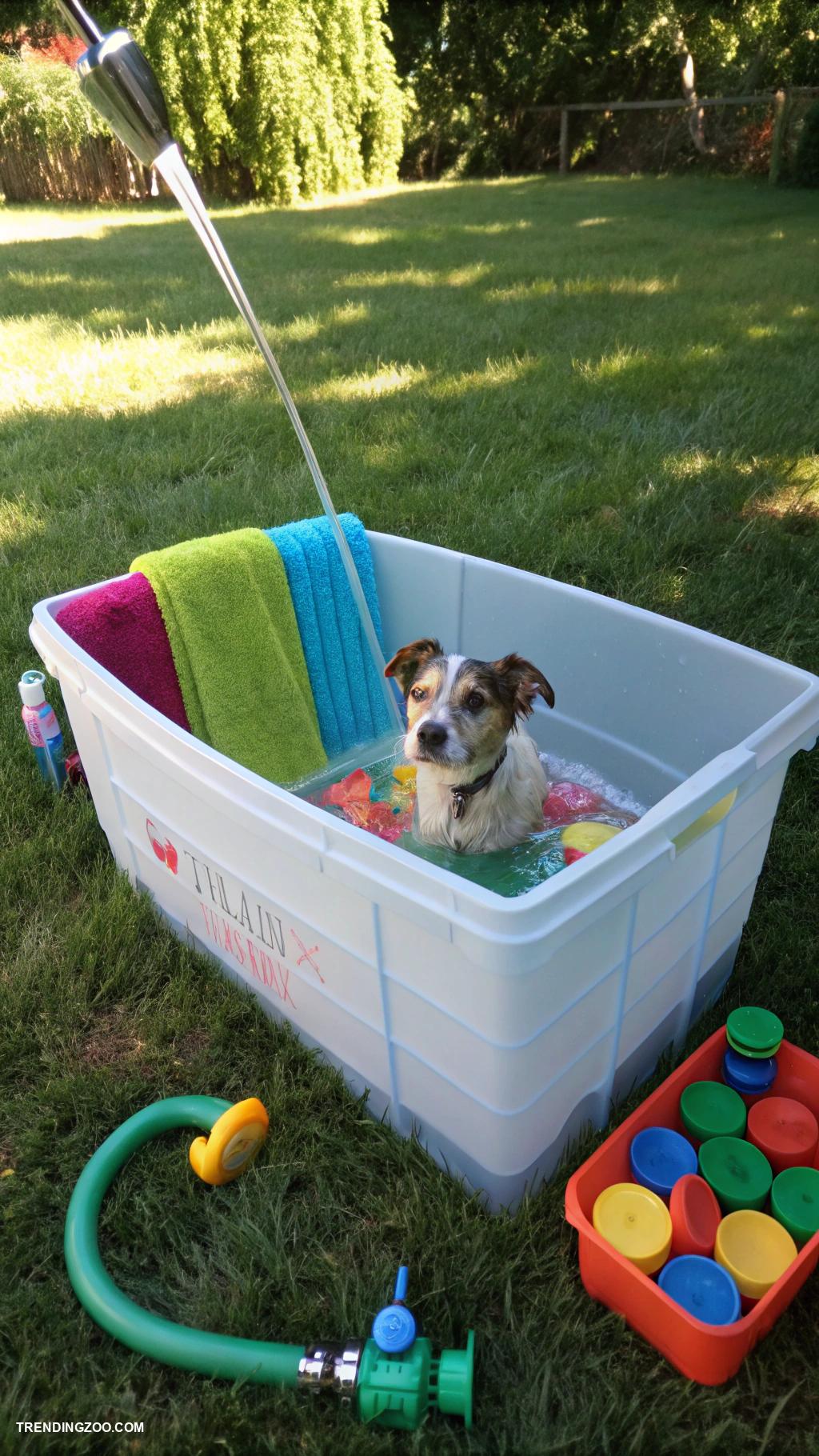 homemade dog bath tub Repurpose a large plastic storage bin