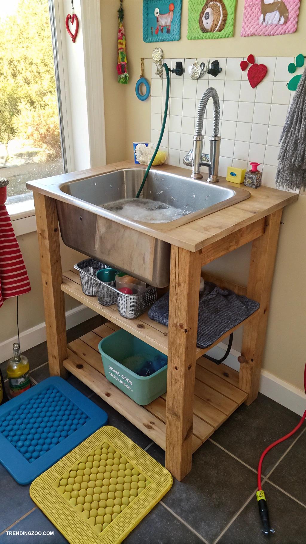 homemade dog bath tub Repurposed laundry sink for quick dog washing