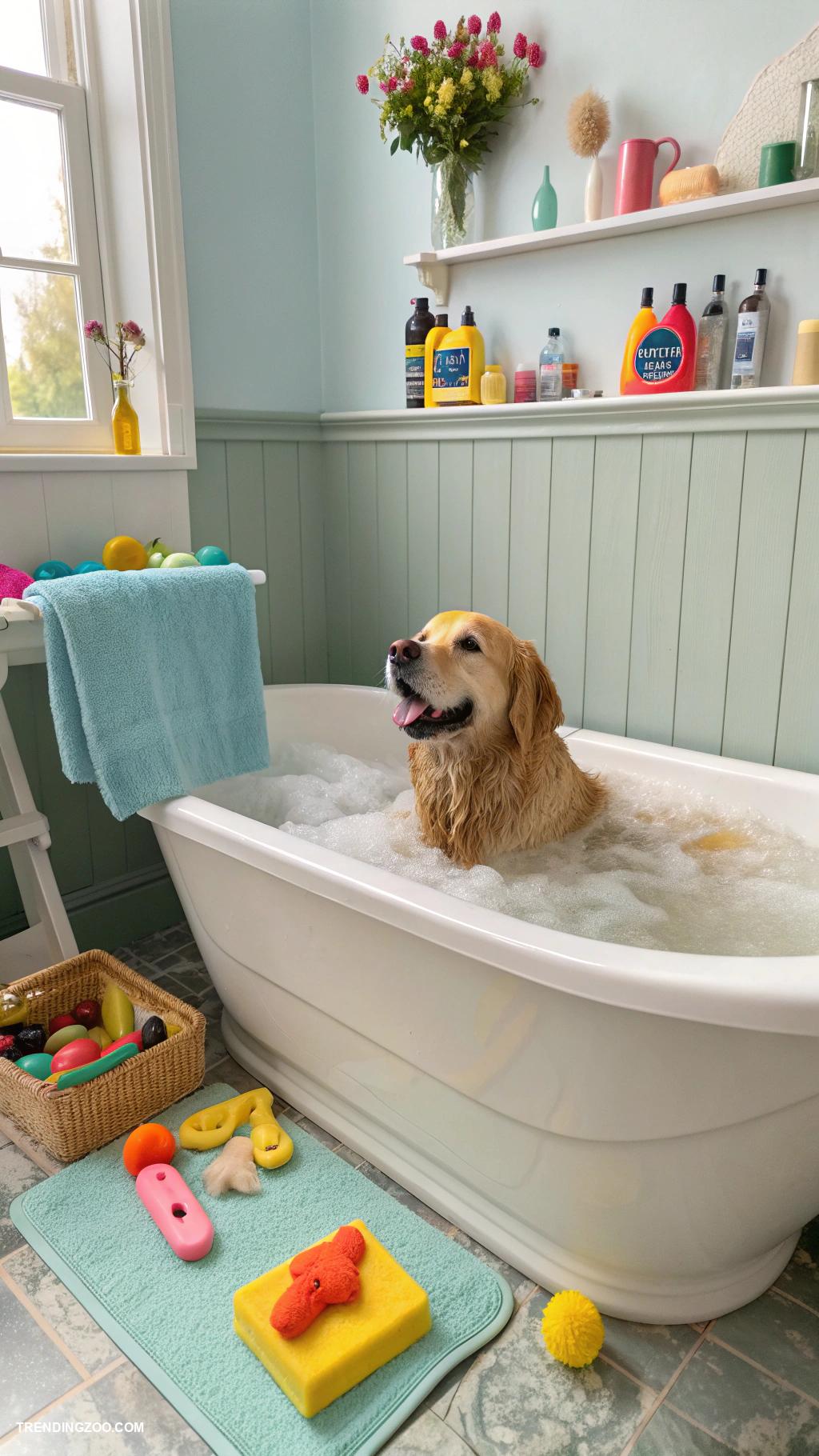 homemade dog bath tub Use a bathtub with non slip mat