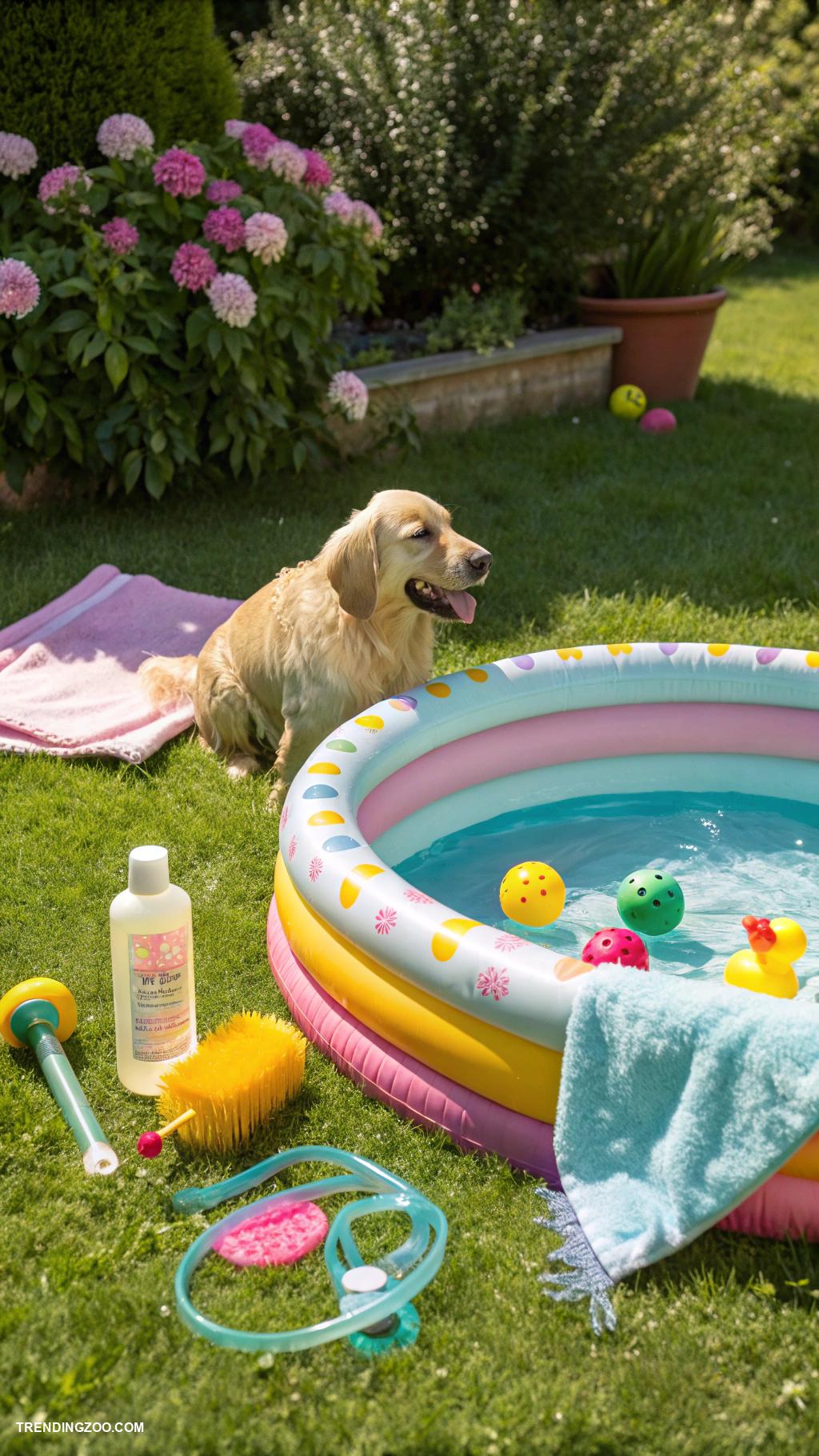 homemade dog bath tub Use a kiddie pool outdoors