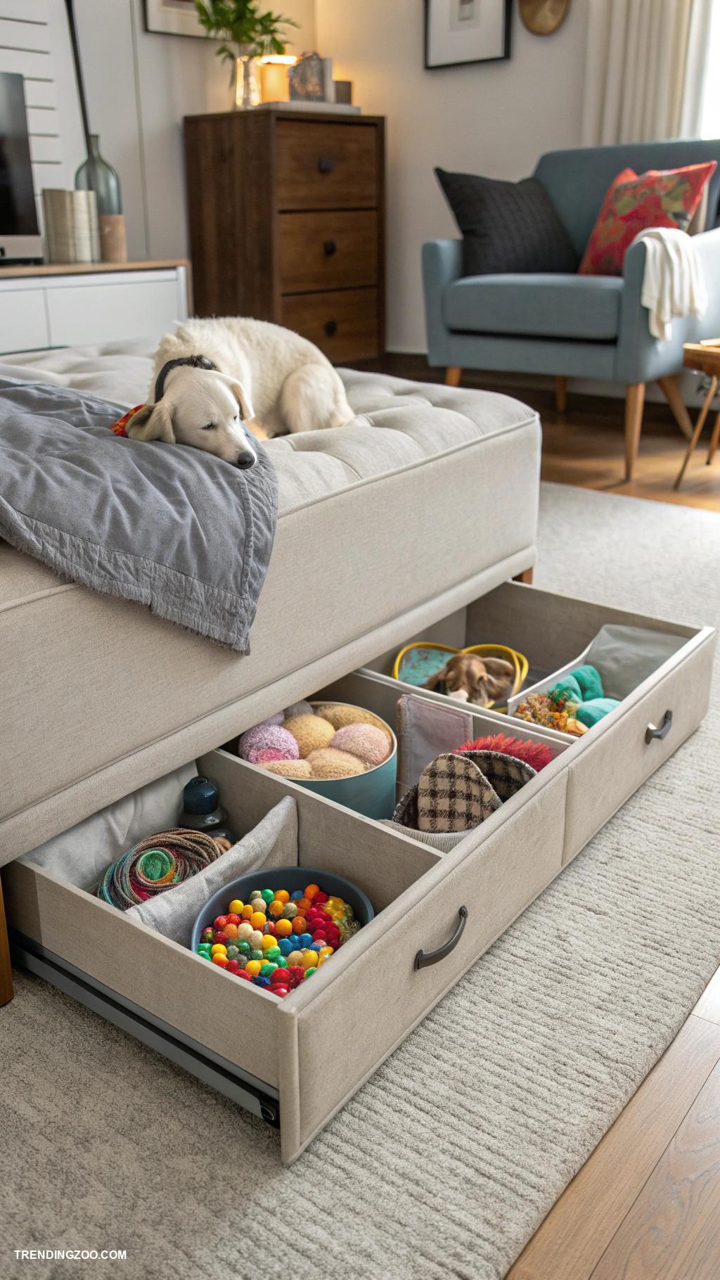 pet nook ideas Under bed pet storage organizer