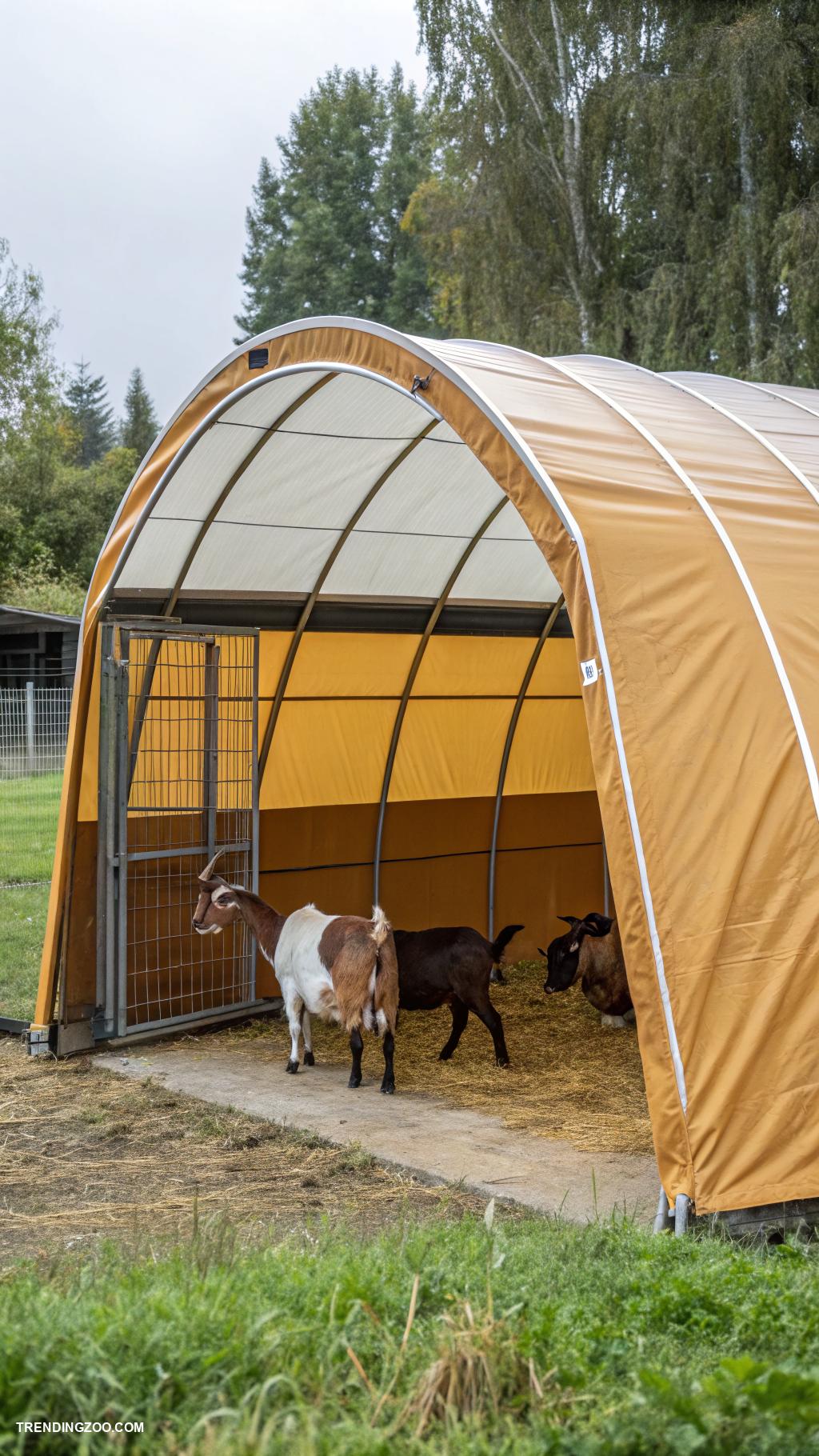 small goat barns Arched fabric structure for seasonal use