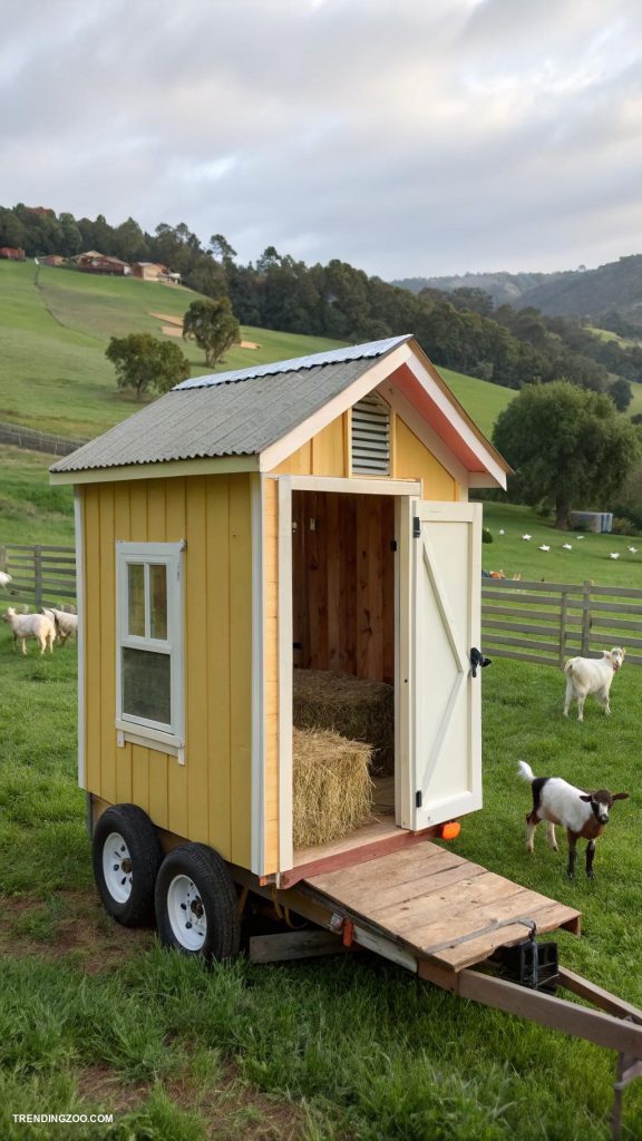 small goat barns Portable shelter on wheels for easy relocation