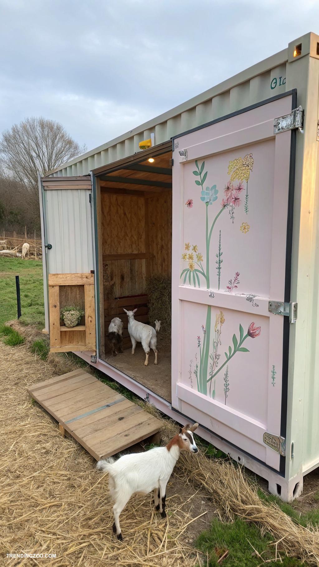 small goat barns Repurposed shipping container as goat house