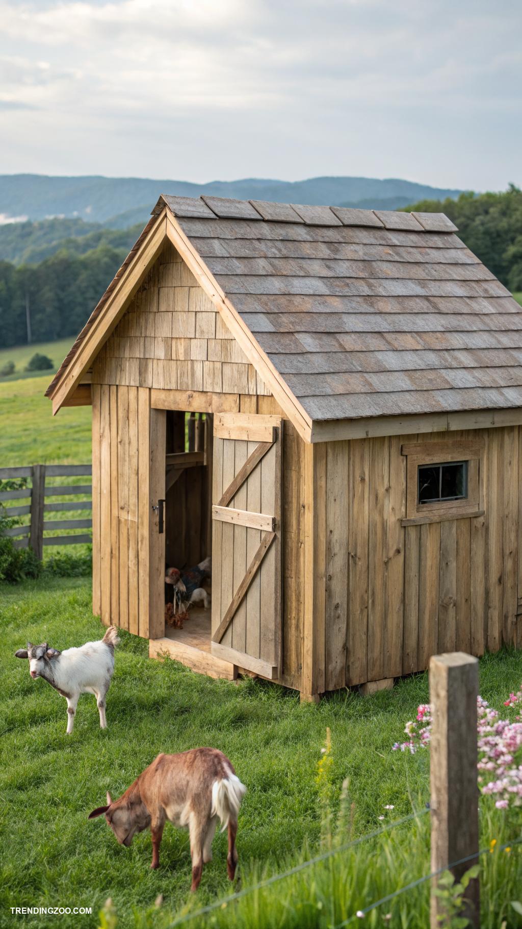 small goat barns Simple wooden shed for sheltered living