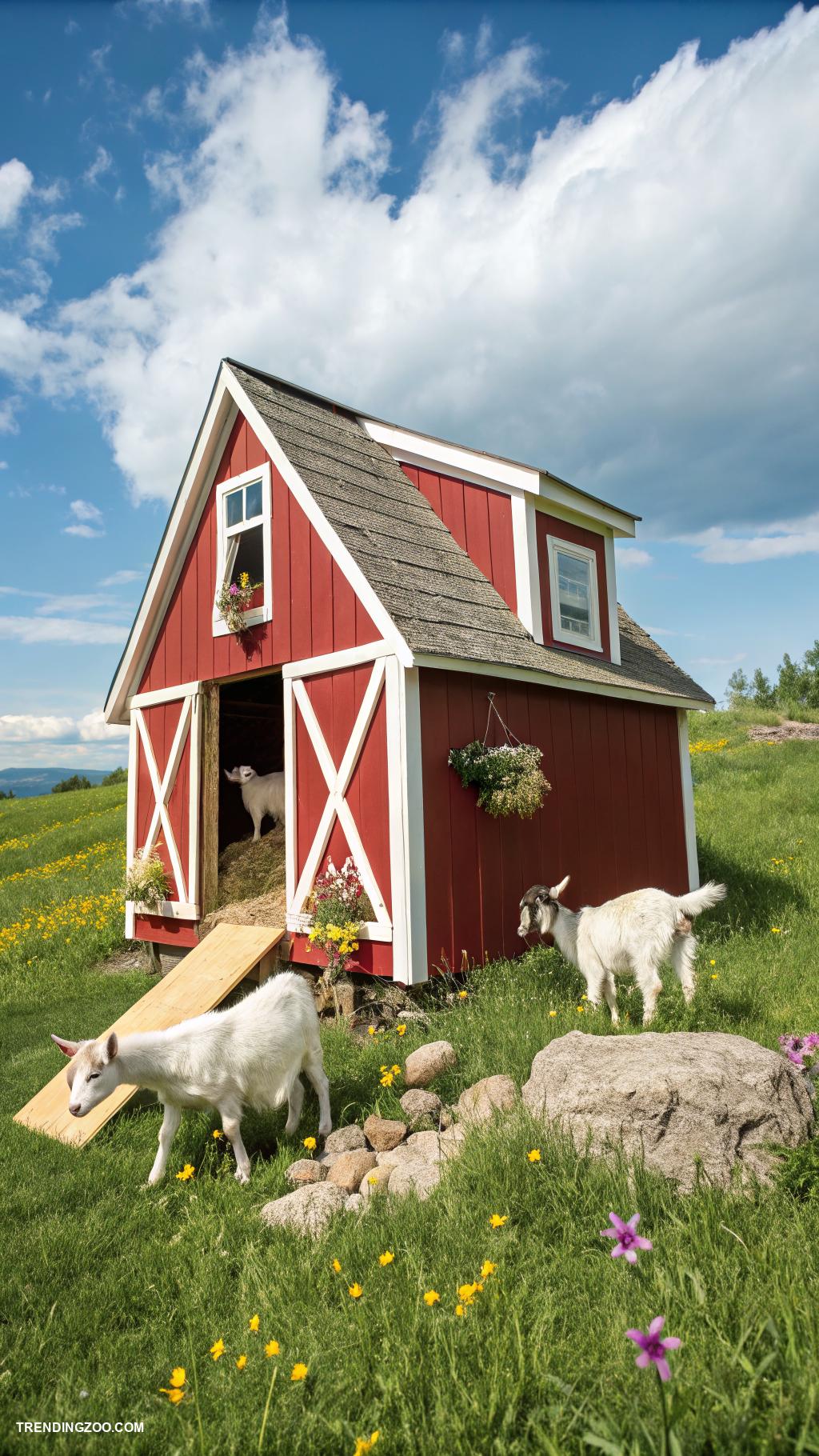 small goat barns Tiny A frame barn for playful goats