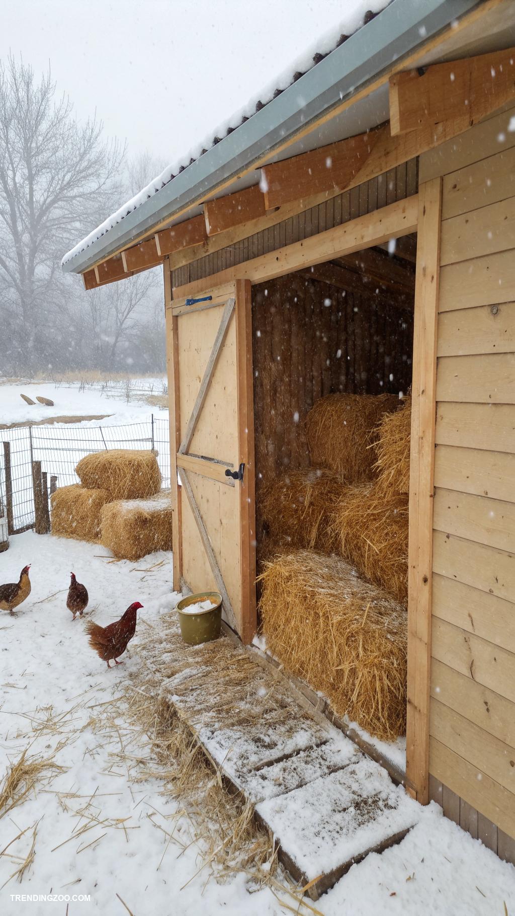 winterizing chicken coop Insulate walls with straw bales