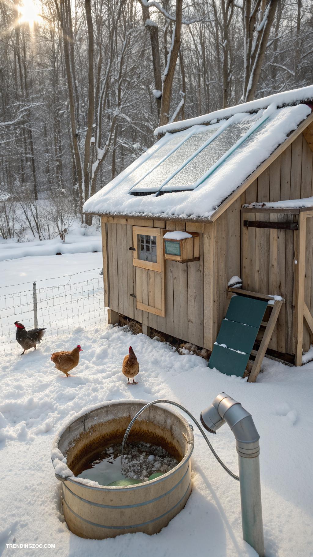 winterizing chicken coop Provide unfrozen water sources