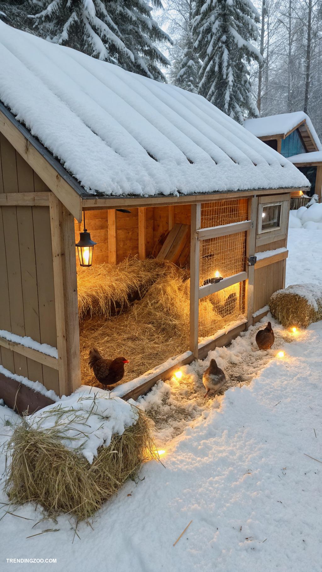 winterizing chicken coop Use thick bedding for comfort
