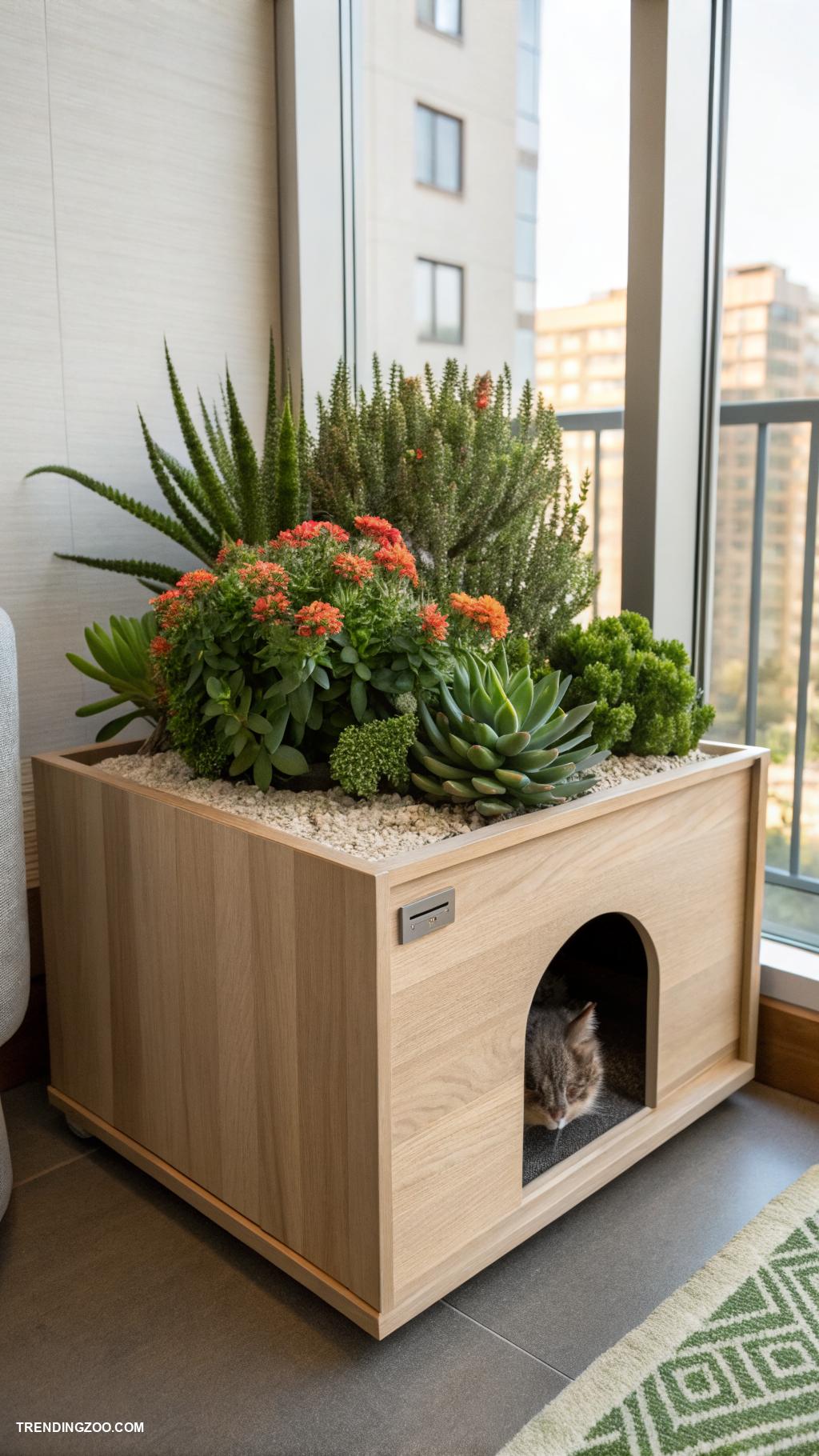 apartment litter box ideas Litter box planter for a natural look