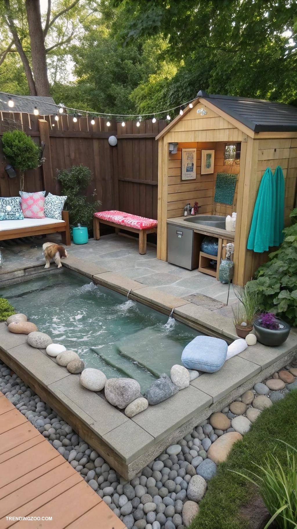 backyard dog shower Fish pond converted into dog spa