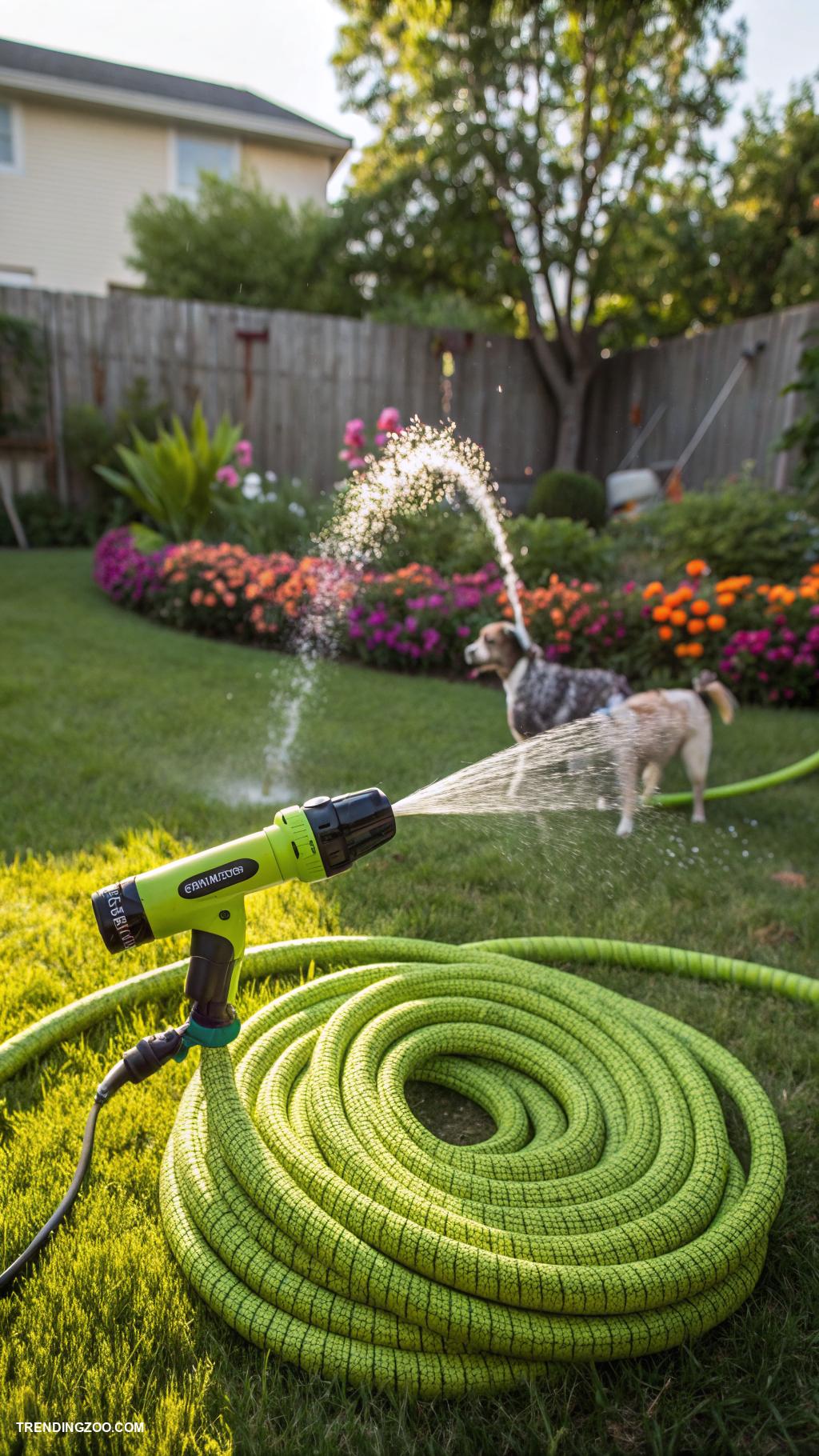 backyard dog shower Garden hose with detachable shower nozzle