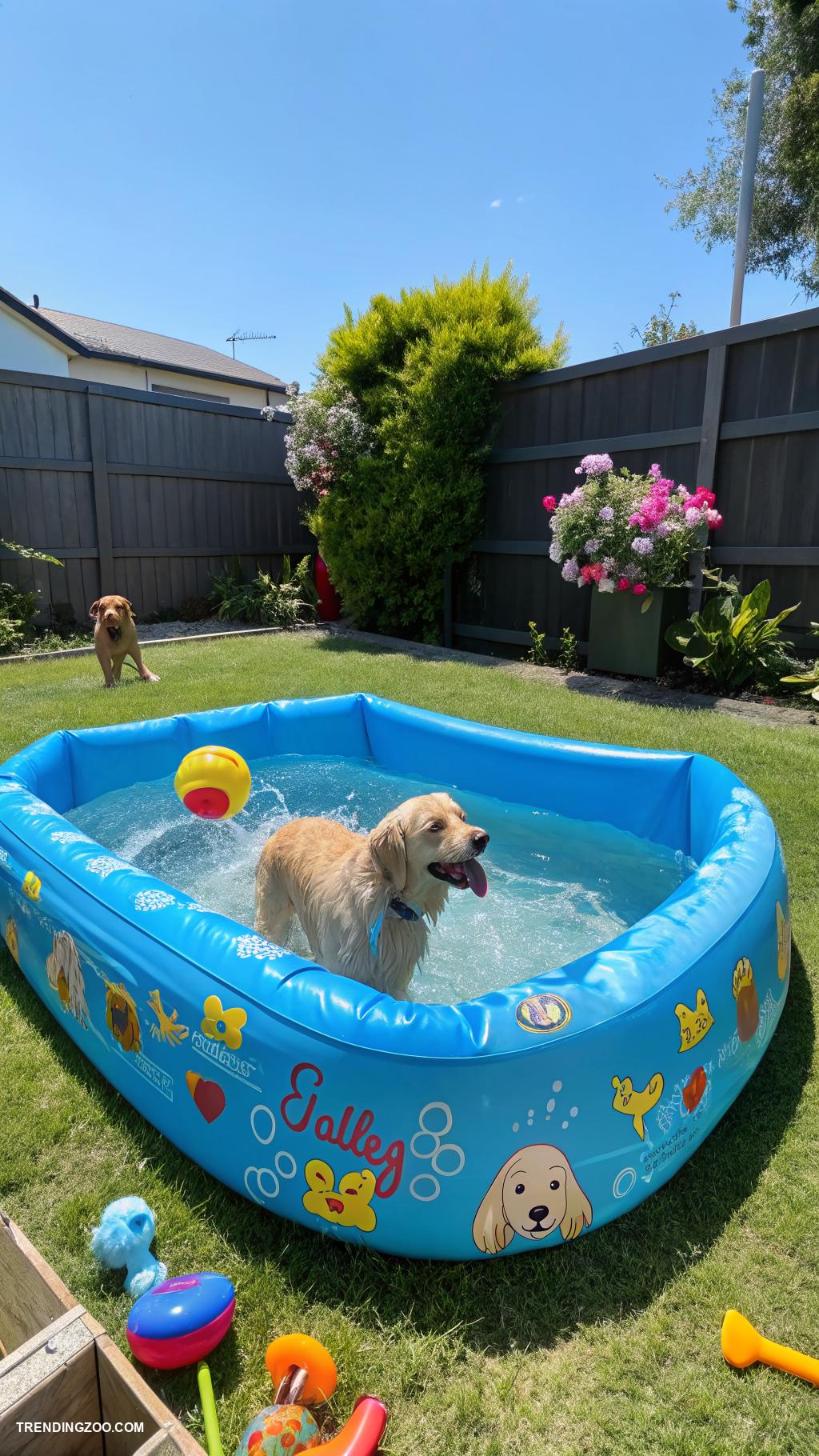 backyard dog shower Inflatable pool for easy dog bathing