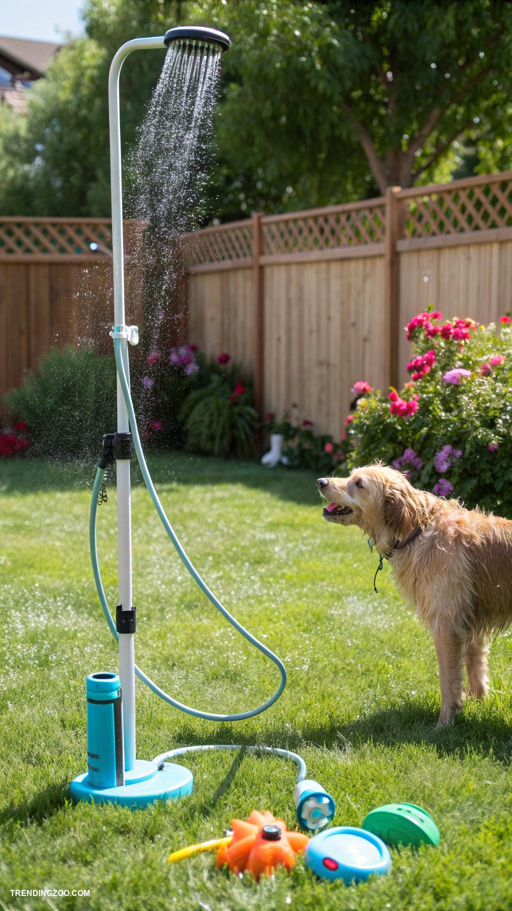 backyard dog shower Portable dog shower with hose attachment