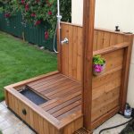 backyard dog shower Wooden shower platform with drainage system