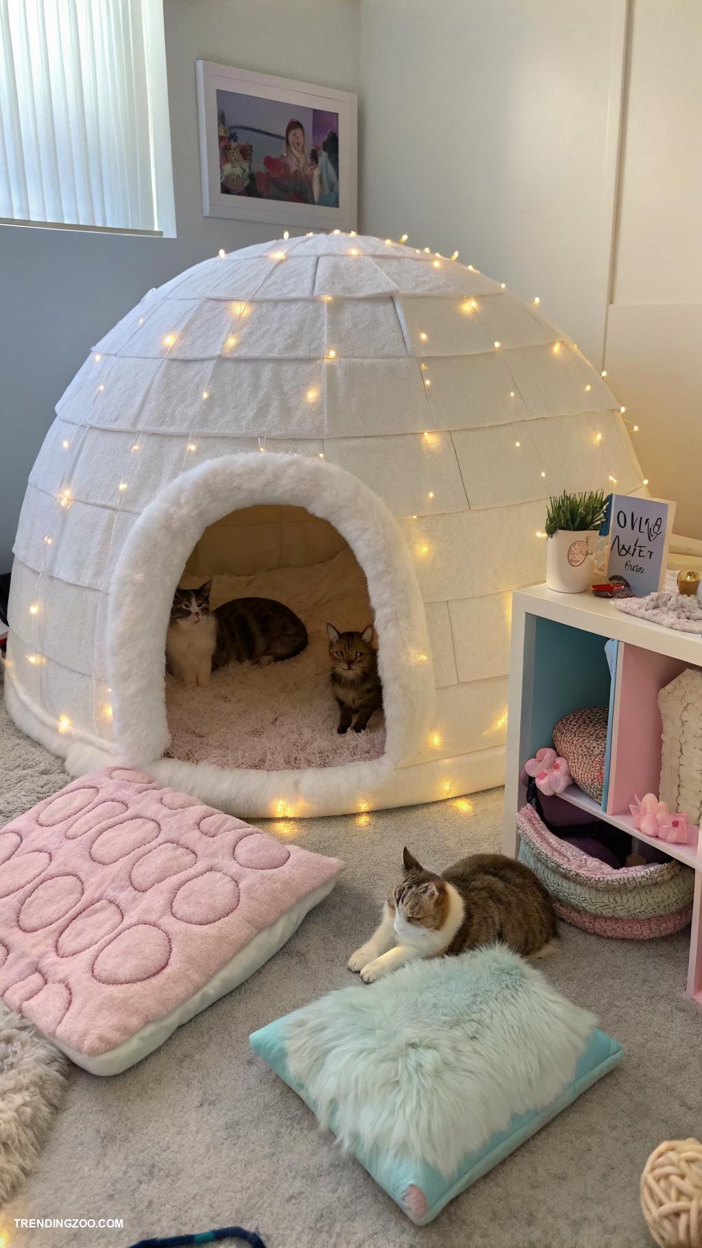 cat castle ideas Luxury igloo with soft bedding