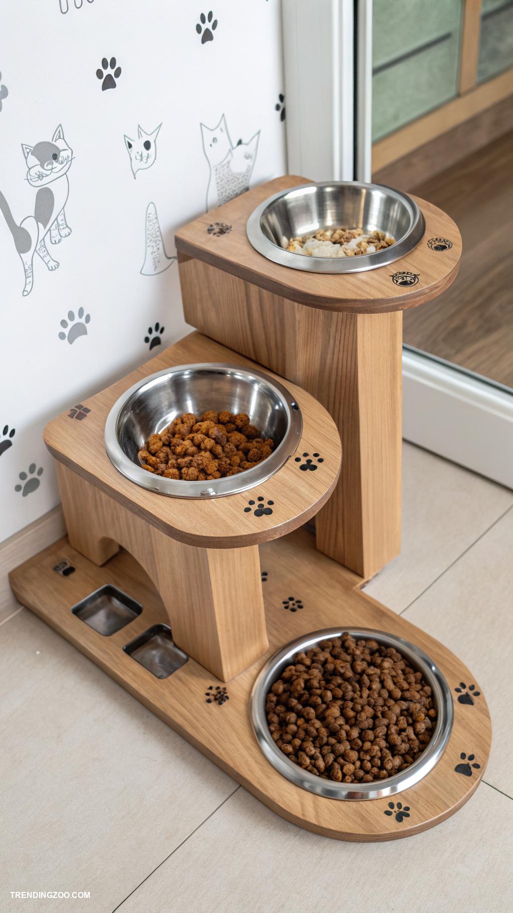 cat eating station ideas Multi level feeding station for several cats