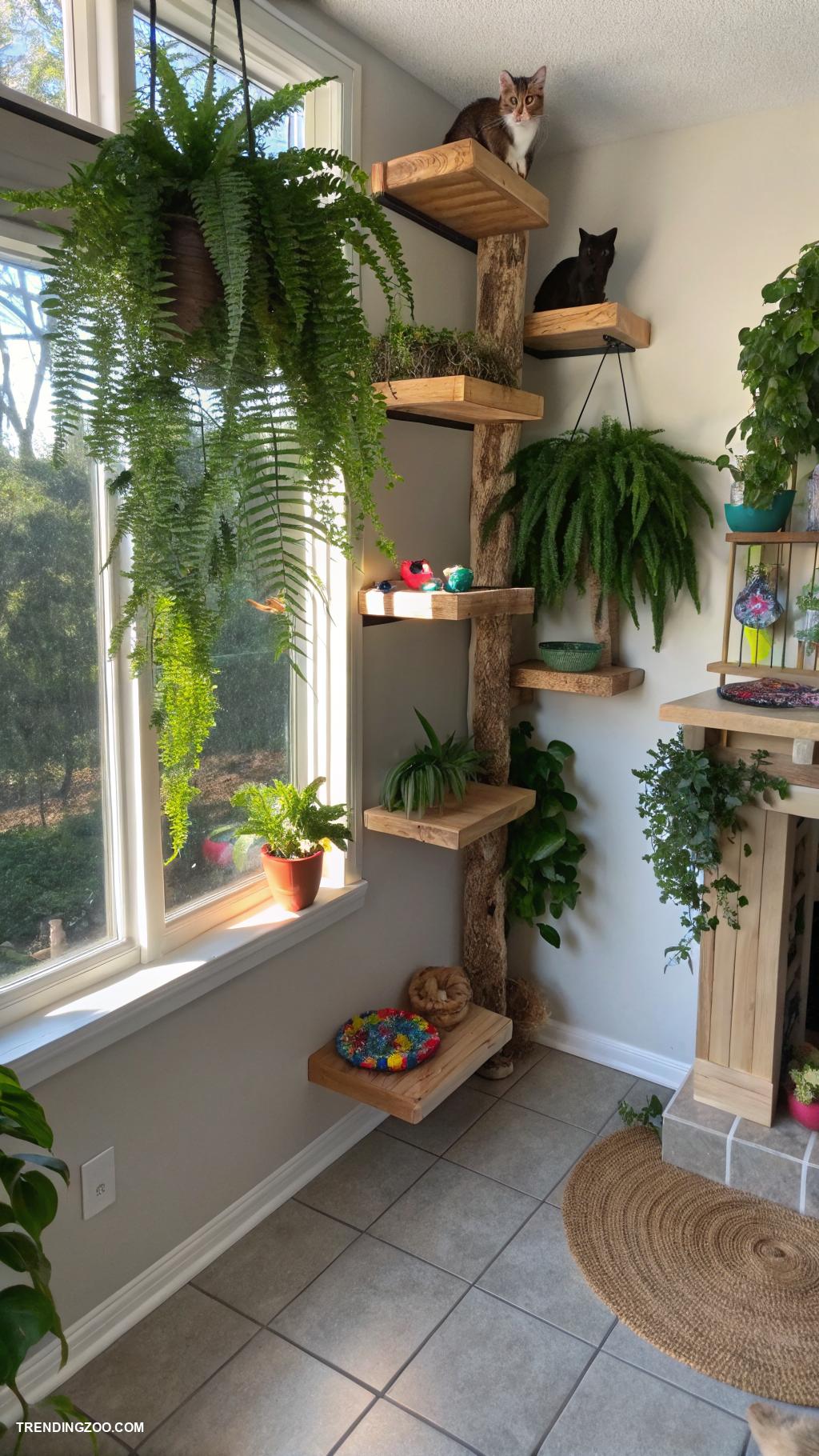 cat garden ideas Add climbing shelves along walls