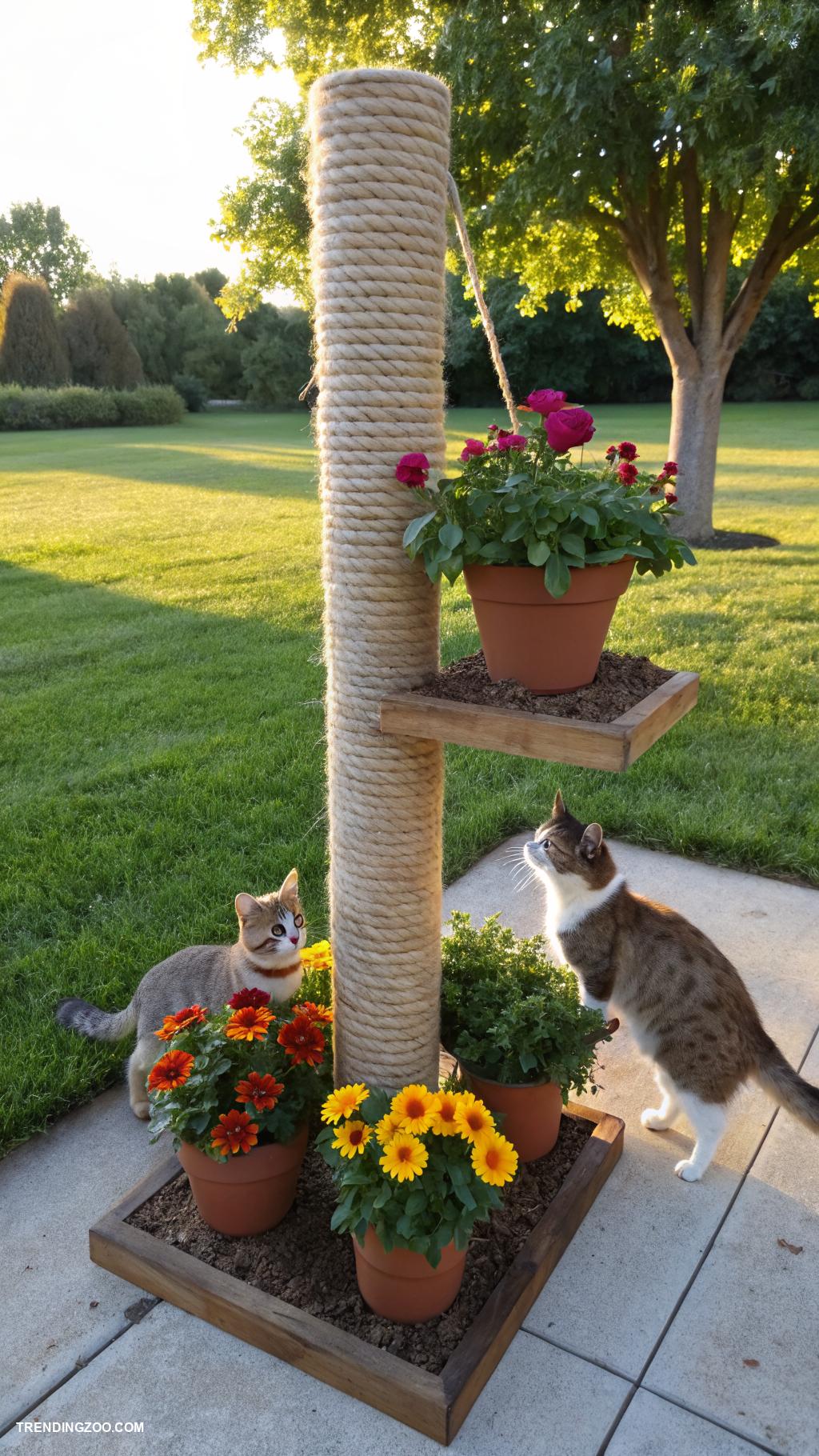 cat garden ideas Build a scratching post planter