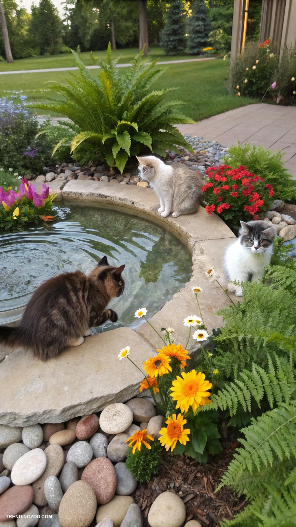 cat garden ideas Incorporate a shallow water feature