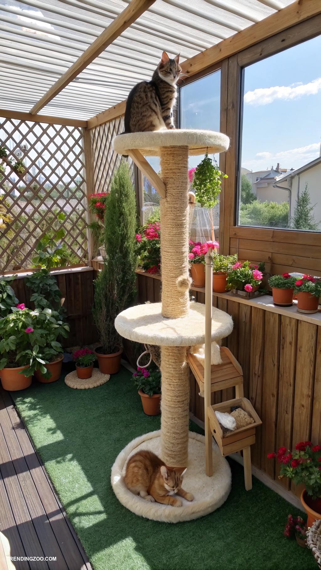 cat patio ideas Add a cat tree for vertical fun