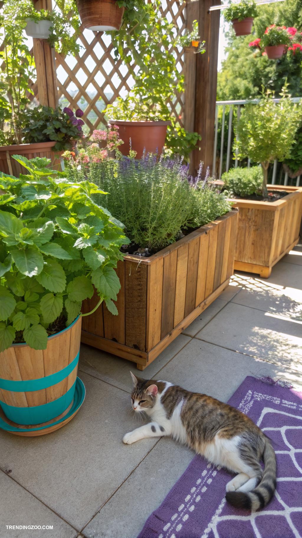 cat patio ideas Plant cat friendly herbs like catnip