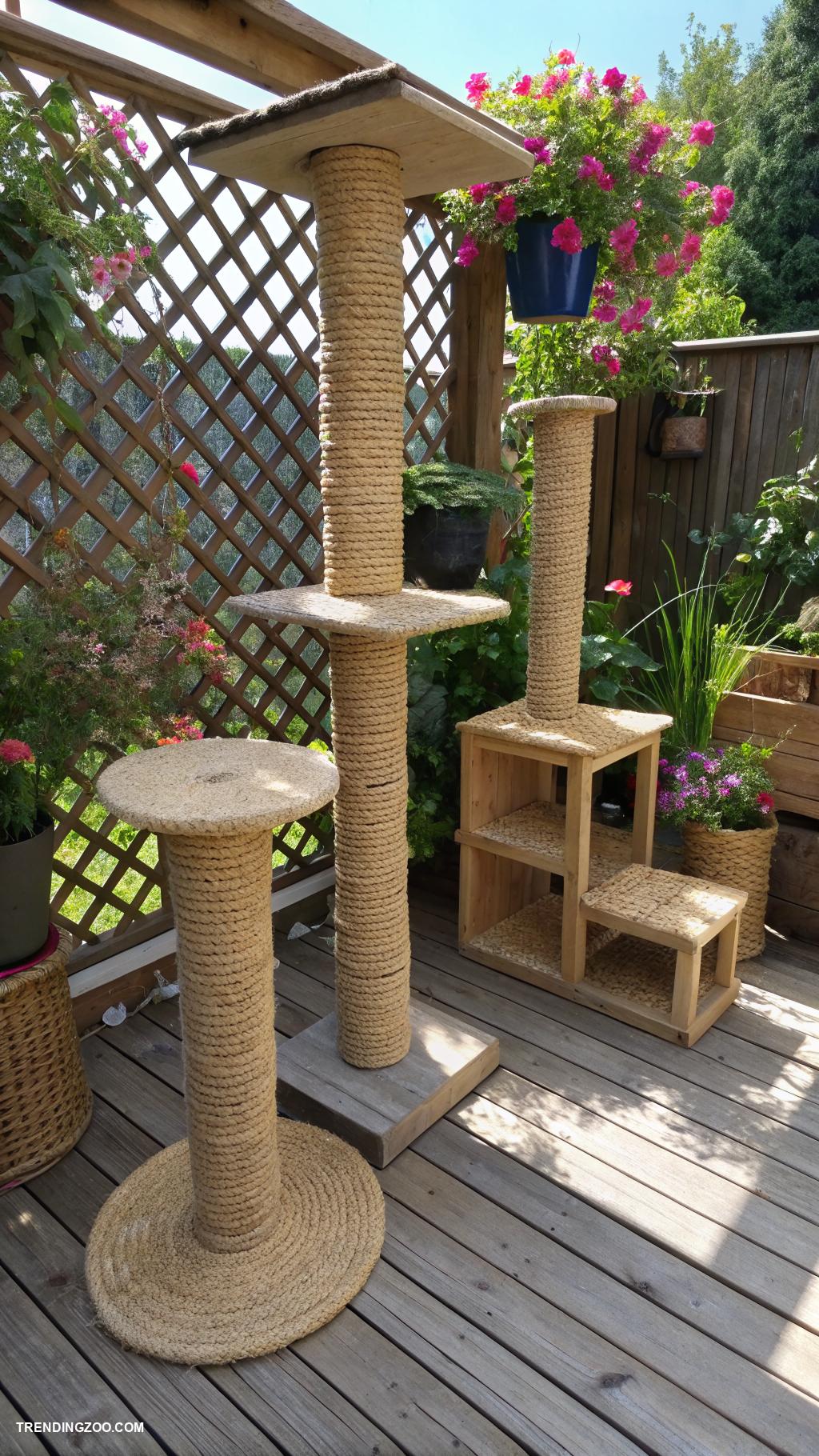 cat patio ideas Provide scratching posts for healthy claws