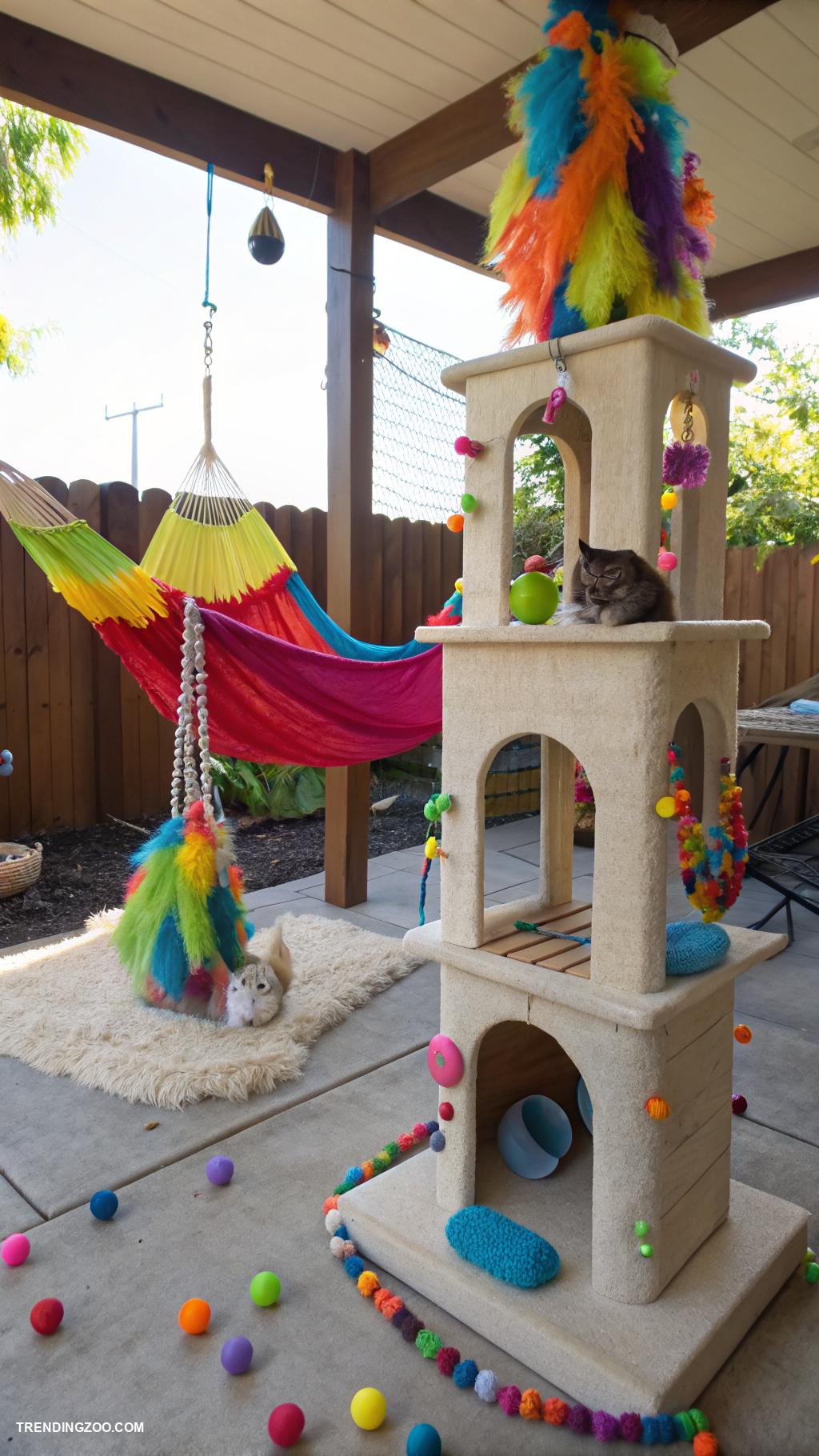 cat patio ideas Set up interactive toys for engagement
