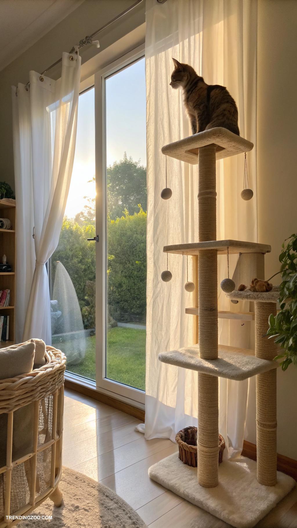 cat spaces in home Cat tree by the window