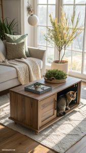 cat spaces in home Hidden litter box in furniture