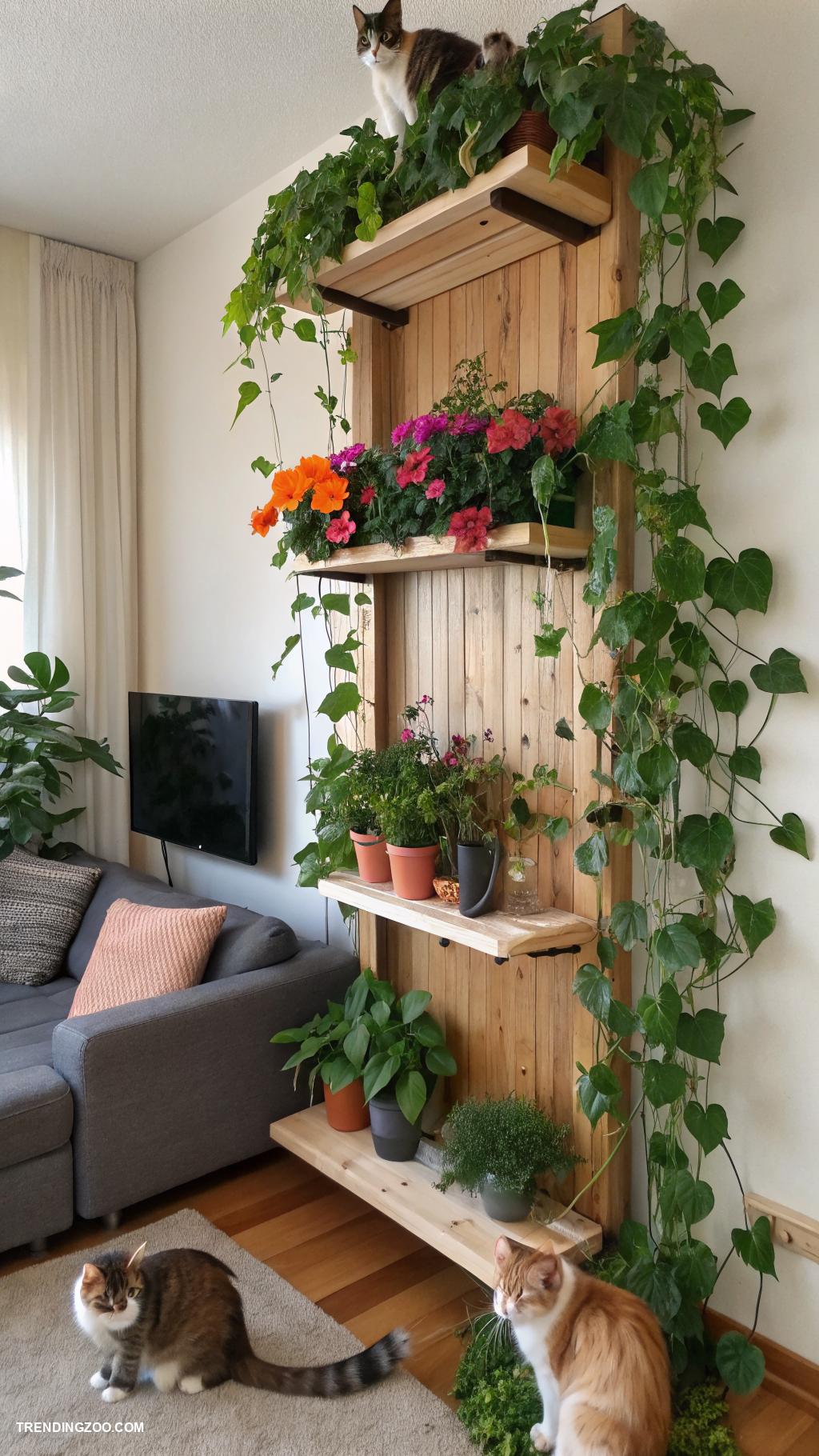 cat spaces in home Vertical garden for climbing cats
