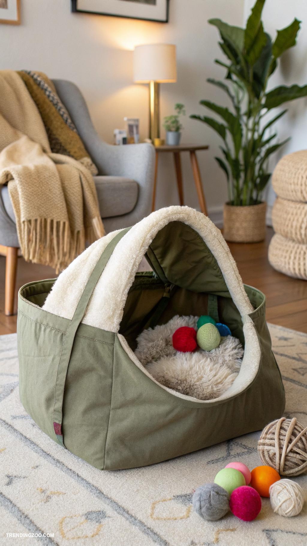 diy cat cave Tote bag turned into soft cave