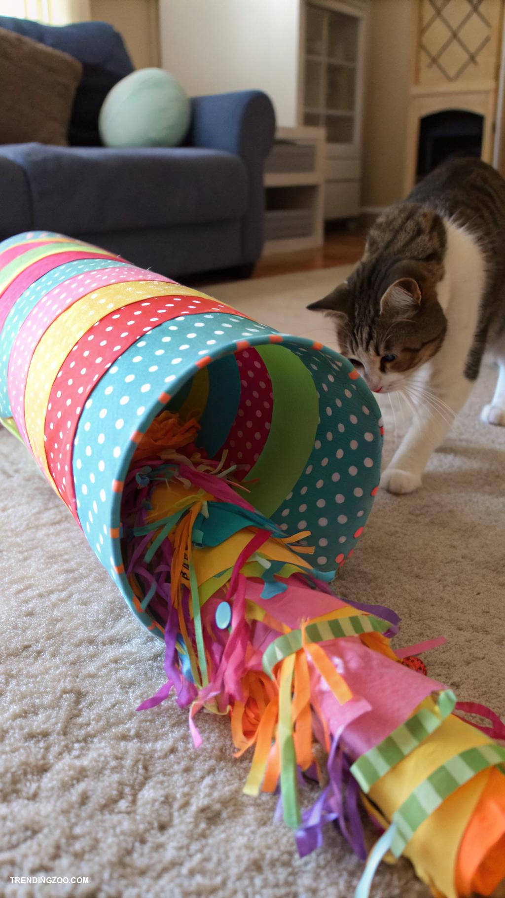 diy cat kicker toys Fleece stuffed tube with crinkle paper