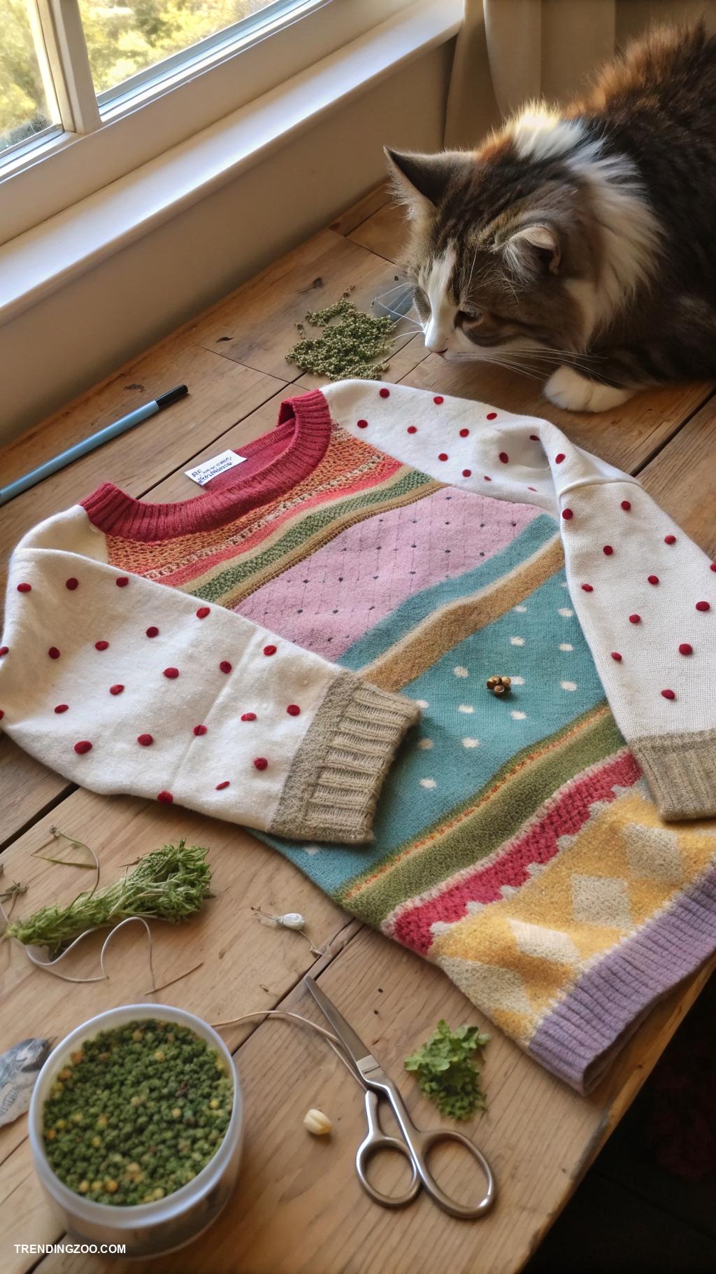 diy cat kicker toys Old sweater pouches with catnip recycled