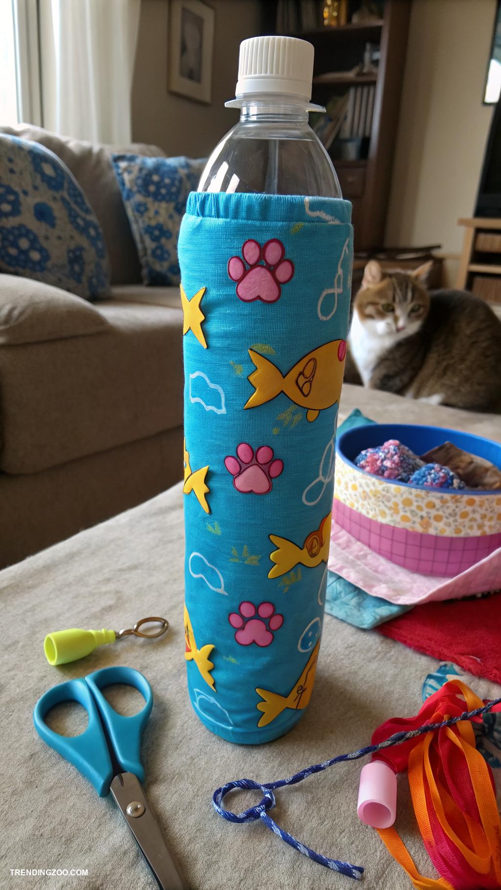 diy cat kicker toys Water bottles with fabric covers